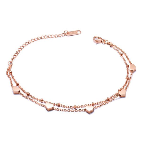 link, chain 2021 fashion small and cute double-layer love rose gold titanium stainless steel bracelet for women, Black
link, chain 2021 fashion small and cute double-layer love rose gold titanium stainless steel bracelet for women, Black