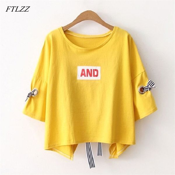 ftlzz new summer crop women t shirt letter print short sleeve cotton loose yellow black white short t-shirt 210315
ftlzz new summer crop women t shirt letter print short sleeve cotton loose yellow black white short t-shirt 210315