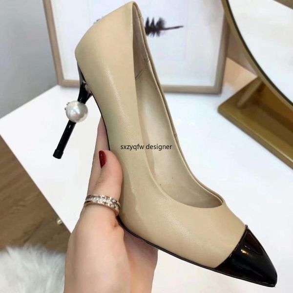 dress shoes pointed toe patchwork sheepskin patent leather pearl heel pumps woman thin high heels cm luxury design classic women, Black
dress shoes pointed toe patchwork sheepskin patent leather pearl heel pumps woman thin high heels cm luxury design classic women, Black