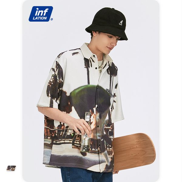 inf mens short-sleeved shirt 2021 spring/summer new trendy brand european and american street summer printed loose all-match mens short-sle, White;black
inf mens short-sleeved shirt 2021 spring/summer new trendy brand european and american street summer printed loose all-match mens short-sle, White;black