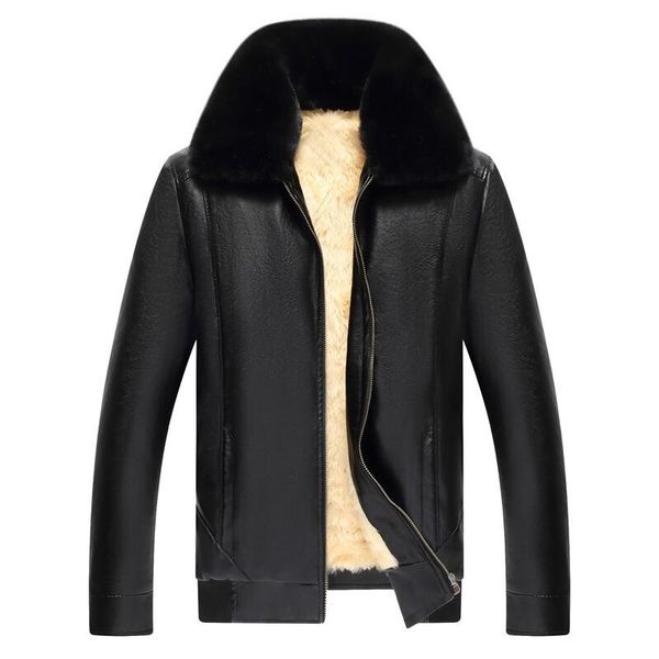 men's fur & faux winter pu leather jacket big size with white fleece men autumn male casual thick warm business outerwear coat clothing, Black
men's fur & faux winter pu leather jacket big size with white fleece men autumn male casual thick warm business outerwear coat clothing, Black
