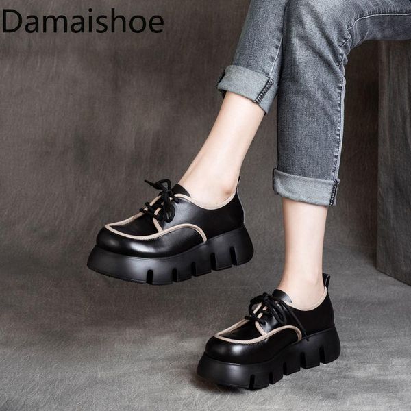 dress shoes fashionable vintage leather 2021 autumn trend round head lace-up women's pumps platform thick bottom tide, Black
dress shoes fashionable vintage leather 2021 autumn trend round head lace-up women's pumps platform thick bottom tide, Black