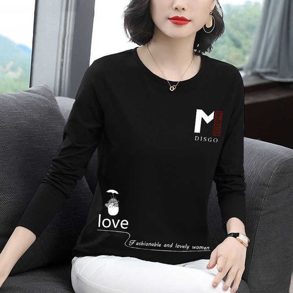 sleeve women's long t-shirt in early autumn of 2021, White