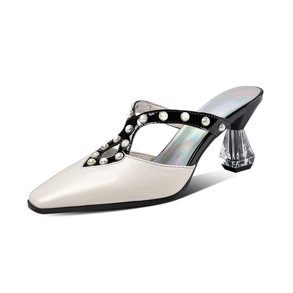 concise pearl genuine leather women slippers square toe strange high heels pumps 2021 summer prom party basic shoes woman, Black
concise pearl genuine leather women slippers square toe strange high heels pumps 2021 summer prom party basic shoes woman, Black