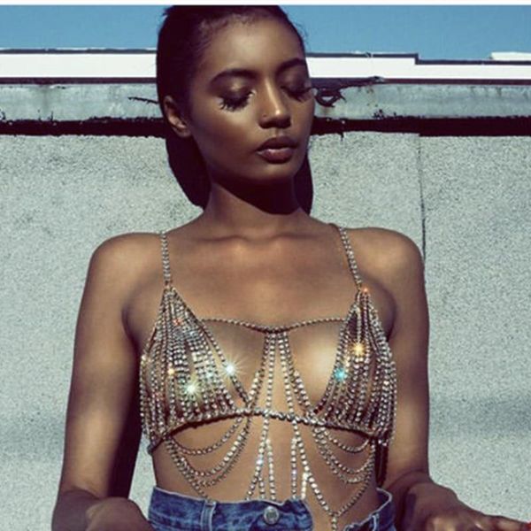 other luxury tassel breast bra rhinestone body chain necklace for women crystal bralette chest jewelry gift, Slivery;golden 
other luxury tassel breast bra rhinestone body chain necklace for women crystal bralette chest jewelry gift, Slivery;golden