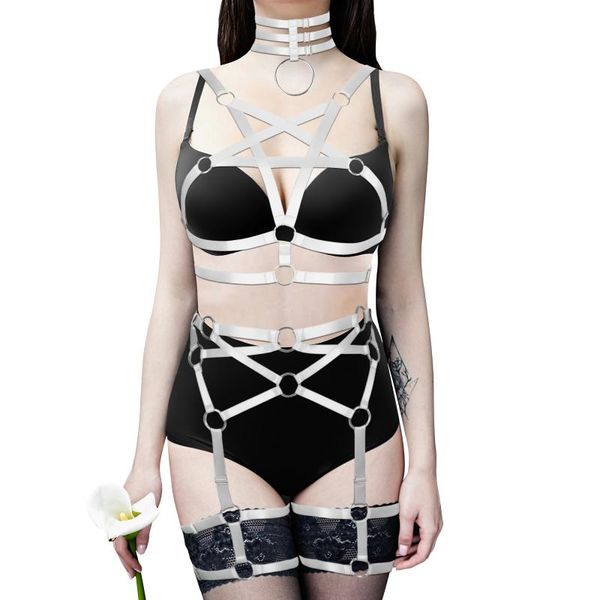 bras sets pentagram bondage harness for women cage bra rave outfit and leg suspenders straps garters belt collar accessories lingerie, Red;black
bras sets pentagram bondage harness for women cage bra rave outfit and leg suspenders straps garters belt collar accessories lingerie, Red;black