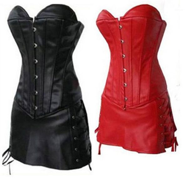 bustiers & corsets women pu leather corset skirt lace up back overbust lingerie nightclub corselet mini dress, Black;white
bustiers & corsets women pu leather corset skirt lace up back overbust lingerie nightclub corselet mini dress, Black;white