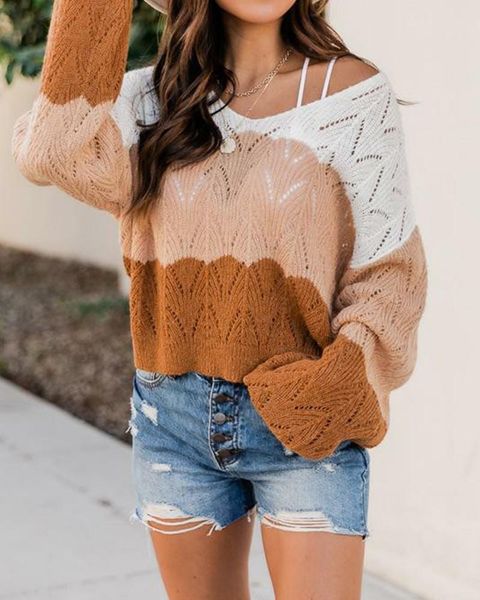 women's sweaters 2021 style spring and autumn colorblock v-neck pointelle knit sweater feamle, White;black
women's sweaters 2021 style spring and autumn colorblock v-neck pointelle knit sweater feamle, White;black