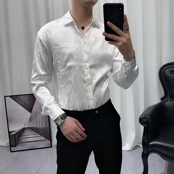 the dragon printed silk white satin from of luxury silky thin black men fit unusual rayon social club shirts tkaf, White;black
the dragon printed silk white satin from of luxury silky thin black men fit unusual rayon social club shirts tkaf, White;black