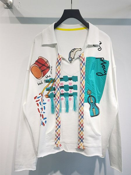 2021 new women's white v-neck sweatshirts lace-up loose cartoon embroidered pullovers autumn 56u4, Black
2021 new women's white v-neck sweatshirts lace-up loose cartoon embroidered pullovers autumn 56u4, Black