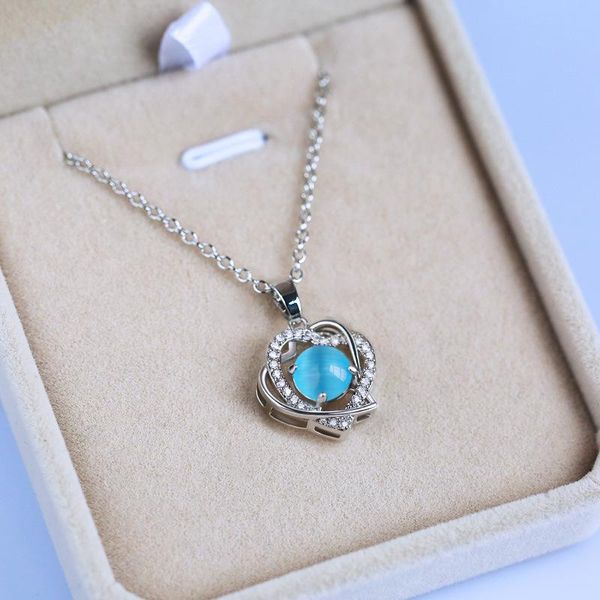 pendant necklaces fashion all-match heart-to-heart moonstone zircon necklace, woman four seasons charm jewelry, Silver
pendant necklaces fashion all-match heart-to-heart moonstone zircon necklace, woman four seasons charm jewelry, Silver