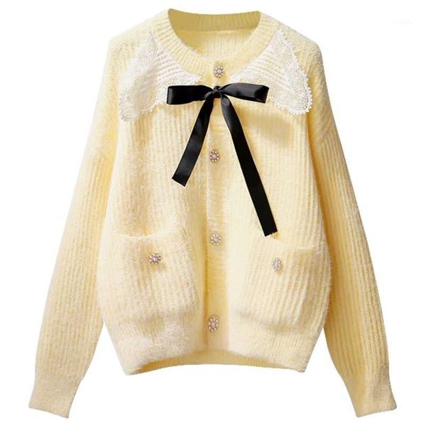 women's sweaters 2021 women winter clothing pearl beading bow cardigans loose spring and autumn sweater coat knitted cardigan, White;black
women's sweaters 2021 women winter clothing pearl beading bow cardigans loose spring and autumn sweater coat knitted cardigan, White;black