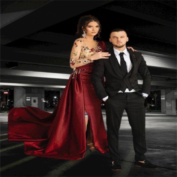dark red long sleeve peplum exposed boning evening dress mermaid embroidery heavy beaded women's prom dresses formal gowns, Black
dark red long sleeve peplum exposed boning evening dress mermaid embroidery heavy beaded women's prom dresses formal gowns, Black