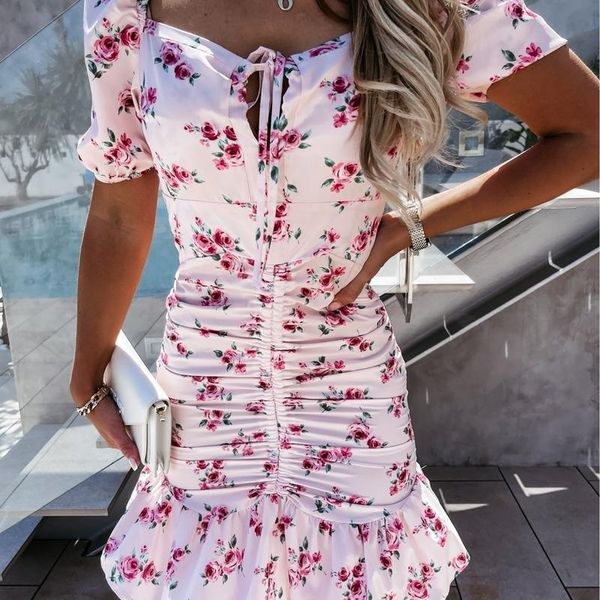 party dresses 2021 summer v-neck print flower short sleeve dress slim ruffle women mini, White;black
party dresses 2021 summer v-neck print flower short sleeve dress slim ruffle women mini, White;black