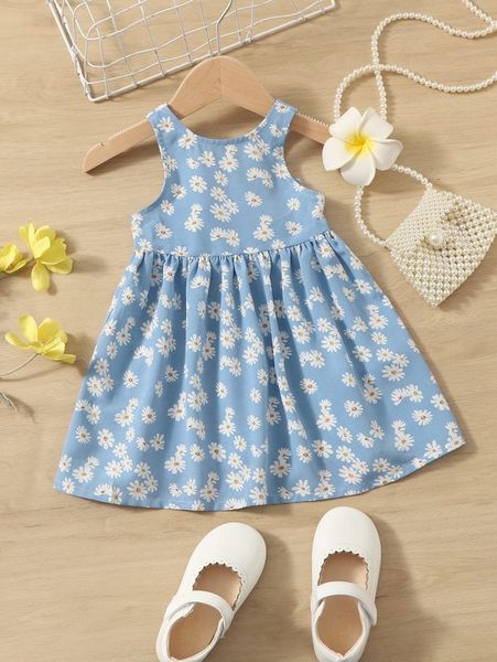 baby floral print bow back dress she, Red;yellow