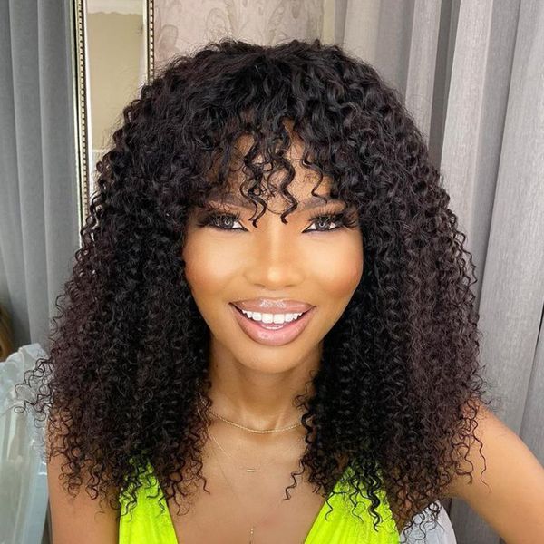 lace wigs afro kinky human hair deep wave loose curly wig with bangs full machine made scalp 200 density remy brazilian short, Black;brown
lace wigs afro kinky human hair deep wave loose curly wig with bangs full machine made scalp 200 density remy brazilian short, Black;brown