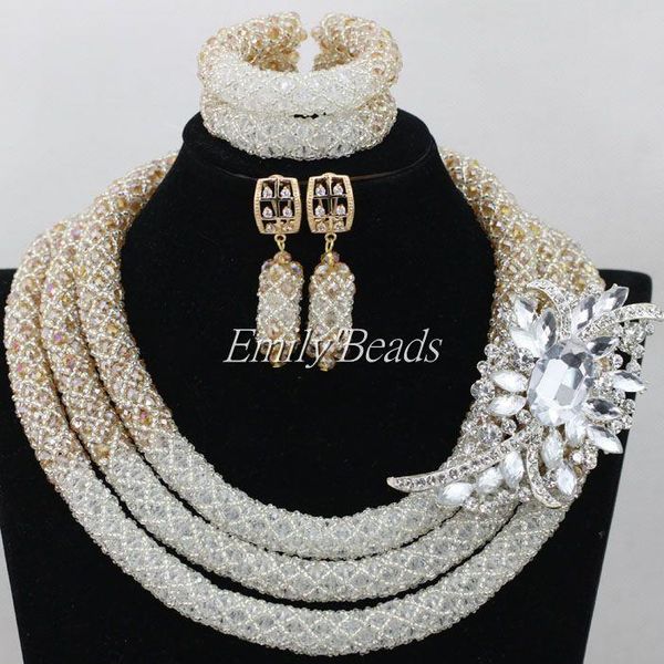 earrings & necklace african white beads jewelry sets full set gold nigerian wedding costume aij580, Silver
earrings & necklace african white beads jewelry sets full set gold nigerian wedding costume aij580, Silver