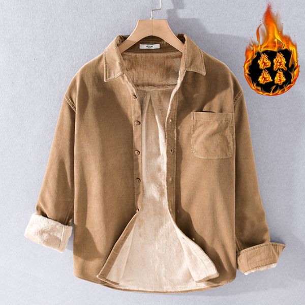 2021 new winter mens pure cotton corduroy warm long-sleeved thicken plus fleece shirts for casual fashion comfortable shirt men neip, White;black 
2021 new winter mens pure cotton corduroy warm long-sleeved thicken plus fleece shirts for casual fashion comfortable shirt men neip, White;black