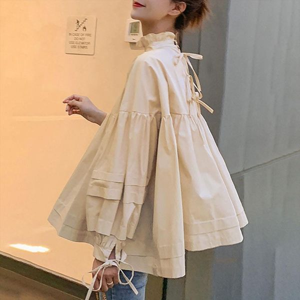korean style daily elegant womens shirts buff bow loose causal summer bohemian high street beach femme fashion, White
korean style daily elegant womens shirts buff bow loose causal summer bohemian high street beach femme fashion, White