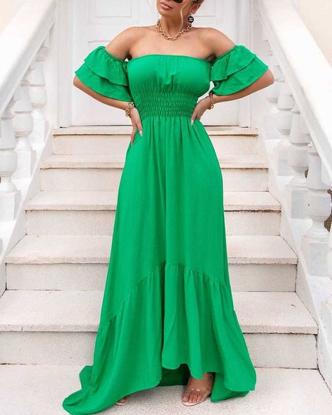 elegant party maxi dress summer waist plain women dress one word collar lotus leaf sleeves open back off shoulder tight y1006, Black;gray
elegant party maxi dress summer waist plain women dress one word collar lotus leaf sleeves open back off shoulder tight y1006, Black;gray