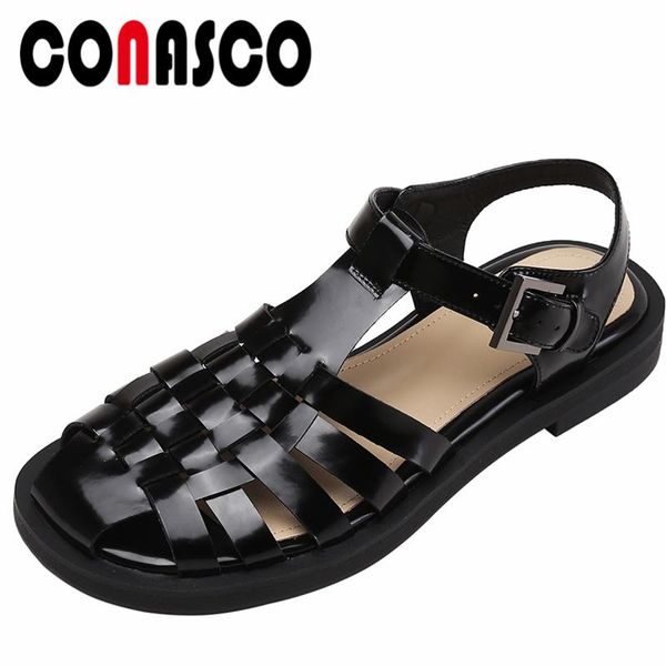 sandals conasco summer gladiator women round toe rome style weave genuine leather retro concise casual low heels shoes woman, Black
sandals conasco summer gladiator women round toe rome style weave genuine leather retro concise casual low heels shoes woman, Black