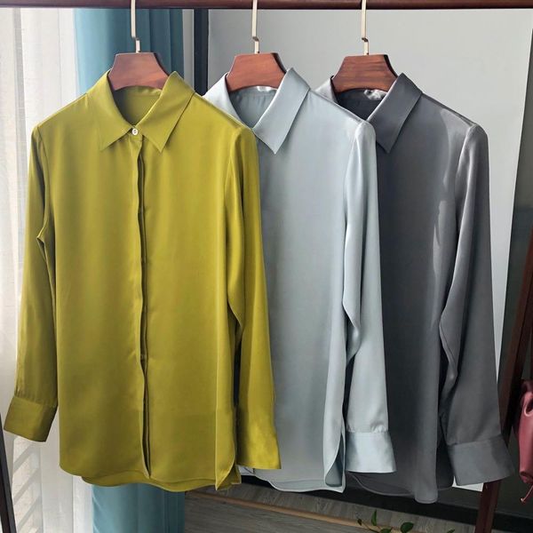 2021 new trs cores mulheres de seda manga longa simples cetim macio turn-down collar senhora do escritrio blusa nico breasted lkqf, White
2021 new trs cores mulheres de seda manga longa simples cetim macio turn-down collar senhora do escritrio blusa nico breasted lkqf, White