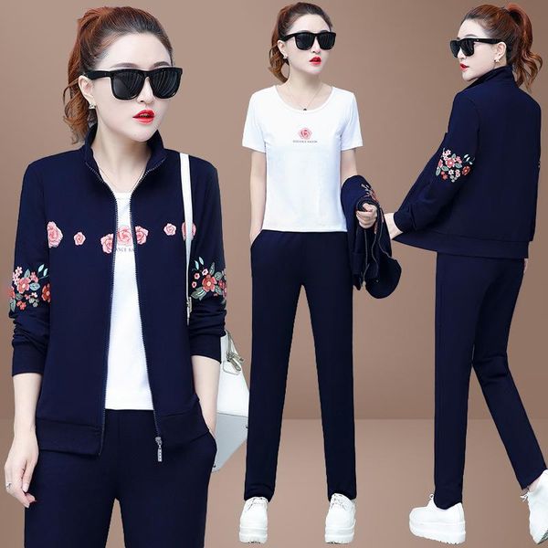 two piece dress autumn tracksuit streetwear floral long sleeve zipper jacket + t-shirt pants suit female 3 set for women sport, White
two piece dress autumn tracksuit streetwear floral long sleeve zipper jacket + t-shirt pants suit female 3 set for women sport, White