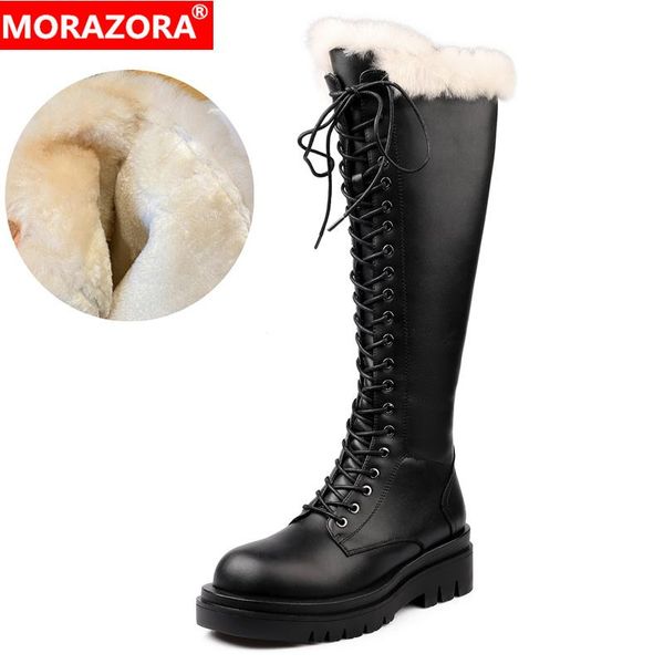 boots morazora size 34-43 fashion cow leather thick fur warm winter lace up knee high women bottom snow botas, Black
boots morazora size 34-43 fashion cow leather thick fur warm winter lace up knee high women bottom snow botas, Black