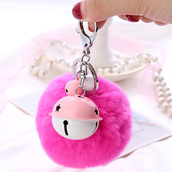 keychains 8cm hair ball imitation rabbit key chain case bag bell pendant accessories, Silver 
keychains 8cm hair ball imitation rabbit key chain case bag bell pendant accessories, Silver