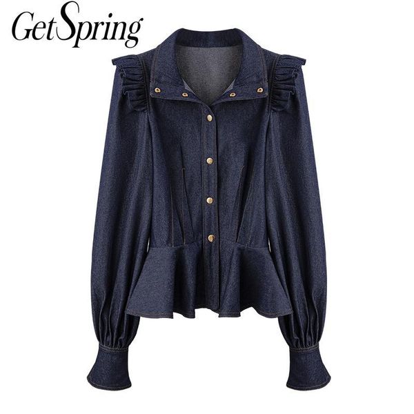 getspring women blouse fashion women shirts denim blouses jean shirts double shoulder ruffle pleated denim autumn spring, White
getspring women blouse fashion women shirts denim blouses jean shirts double shoulder ruffle pleated denim autumn spring, White