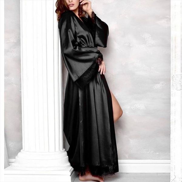 badjas silk satin women sleepwear kimono robe lace lingerie belt bath lady nightwear bathrobe christmas d25, Black;red
badjas silk satin women sleepwear kimono robe lace lingerie belt bath lady nightwear bathrobe christmas d25, Black;red