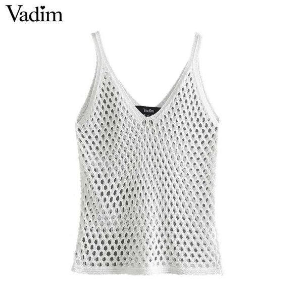women's blouses & shirts vadim women fashion solid knitted v neck blouse hollow out sleeveless tank female casual wear brand blusas, White
women's blouses & shirts vadim women fashion solid knitted v neck blouse hollow out sleeveless tank female casual wear brand blusas, White