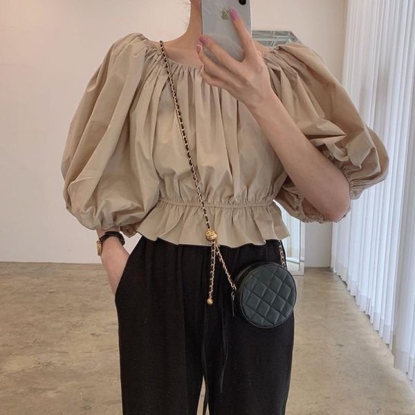women's blouses & shirts alien kitty korean gentle lady all match folds slim high waist autumn half sleeves solid femme chic women, White
women's blouses & shirts alien kitty korean gentle lady all match folds slim high waist autumn half sleeves solid femme chic women, White