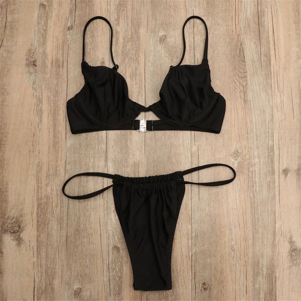 bikini 2019 solid color steel prop gather chest pad thong beach spa bikinis swimwear women swimsuit biquini swimwear, Black
bikini 2019 solid color steel prop gather chest pad thong beach spa bikinis swimwear women swimsuit biquini swimwear, Black