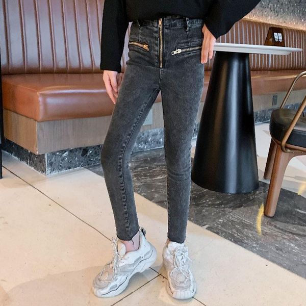 trousers girls slim jeans 2021 spring and autumn high waist zipper pencil pants for children's school stretch leggings, Blue
trousers girls slim jeans 2021 spring and autumn high waist zipper pencil pants for children's school stretch leggings, Blue