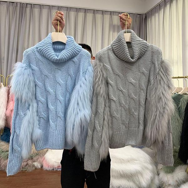 women's fur & faux 2021 real women sweater with natural raccoon knitted coat winter spring autumn outwear overcoat genuine, Black
women's fur & faux 2021 real women sweater with natural raccoon knitted coat winter spring autumn outwear overcoat genuine, Black