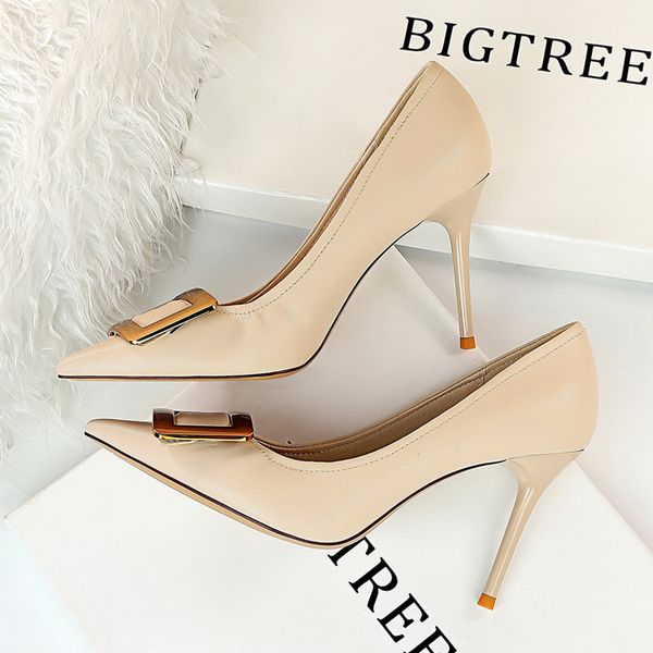 2021 new fashion professional ol women's shoes stiletto high heel shallow pointed toe show thin metal square buckle heels 529c, Black
2021 new fashion professional ol women's shoes stiletto high heel shallow pointed toe show thin metal square buckle heels 529c, Black