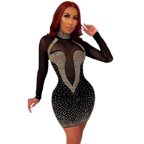 casual dresses women diamonds rhinestone night club party sparkly turtleneck long sleeve mesh sheer bodycon dress elegant mini, Black;gray
casual dresses women diamonds rhinestone night club party sparkly turtleneck long sleeve mesh sheer bodycon dress elegant mini, Black;gray