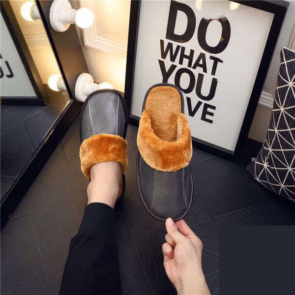men women slippers winter autumn leather solid flip flop shoes couple home fashion non-slip flat indoor casual house slides, Black
men women slippers winter autumn leather solid flip flop shoes couple home fashion non-slip flat indoor casual house slides, Black