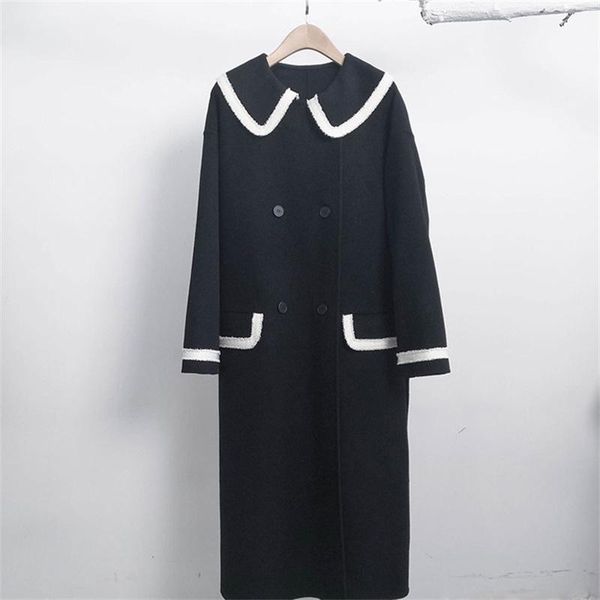 women's wool & blends little fragrance style long coat woman thin retro hepburn woolen fl1008, Black
women's wool & blends little fragrance style long coat woman thin retro hepburn woolen fl1008, Black