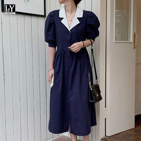 ly varey lin summer women elegant turn-down collar single breasted dresses sweet puff sleeve a-line medium length dress 210526, Black;gray
ly varey lin summer women elegant turn-down collar single breasted dresses sweet puff sleeve a-line medium length dress 210526, Black;gray