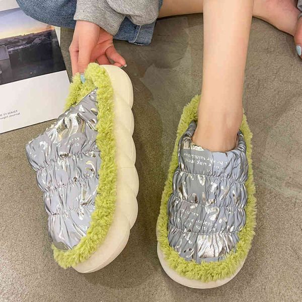 trendy shiny laser reflective upper thick bottom down women fur slippers warm soft xurious indoor ladi modern, Black
trendy shiny laser reflective upper thick bottom down women fur slippers warm soft xurious indoor ladi modern, Black