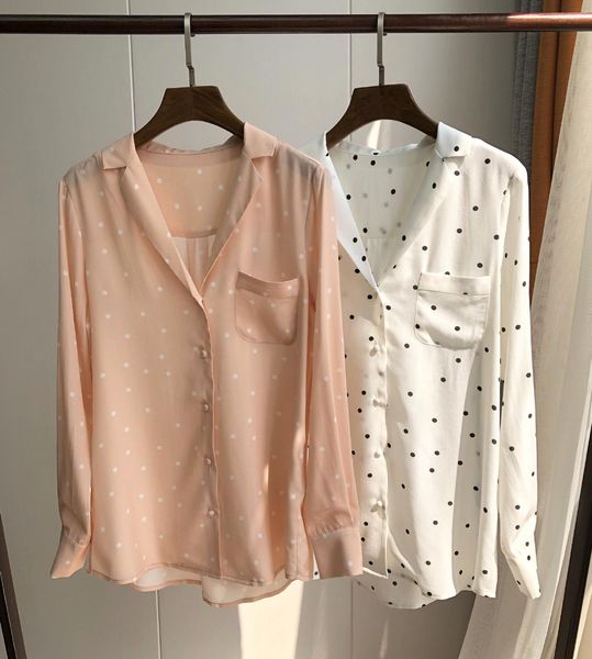 women's blouses & shirts women shirt 100% silk 18mm spring lady blouse jupe woman long sleeve vintage simple desgin dot print ijyx, White
women's blouses & shirts women shirt 100% silk 18mm spring lady blouse jupe woman long sleeve vintage simple desgin dot print ijyx, White