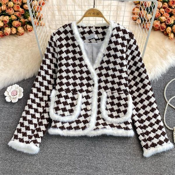 women's jackets autumn winter thick houndstooth tweed cardigans jacket ladies women lazy wind coat v-neck cardigan outwear, Black;brown
women's jackets autumn winter thick houndstooth tweed cardigans jacket ladies women lazy wind coat v-neck cardigan outwear, Black;brown