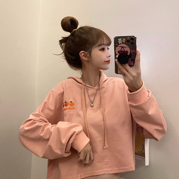 2021 new autumn loose college style orange embroidery short mengmei fashion hooded sweatshirt gq3o, Black
2021 new autumn loose college style orange embroidery short mengmei fashion hooded sweatshirt gq3o, Black