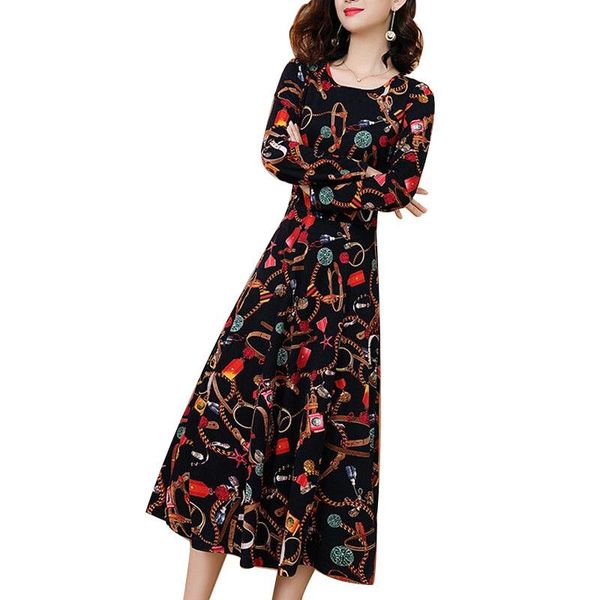 casual dresses women dress sleeve autumn print party vestidos ladies elegant vintage a line mid-calf 200, Black;gray
casual dresses women dress sleeve autumn print party vestidos ladies elegant vintage a line mid-calf 200, Black;gray