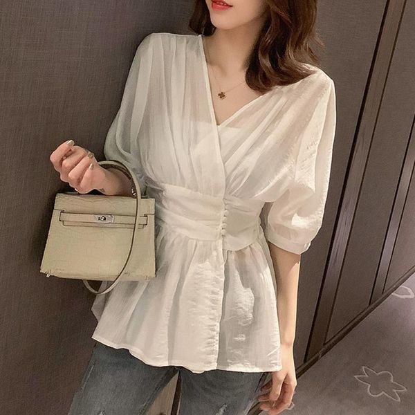 women's blouses & shirts 2021 summer women special design elegant chiffon blouse slim shirt korean fashion solid casual short sleeve wh, White
women's blouses & shirts 2021 summer women special design elegant chiffon blouse slim shirt korean fashion solid casual short sleeve wh, White