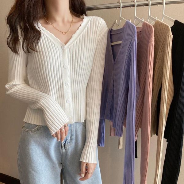 women's knits & tees korean style cardigan solid color v-neck jacket sweater single breasted short loose long sleeve ladies top, White
women's knits & tees korean style cardigan solid color v-neck jacket sweater single breasted short loose long sleeve ladies top, White