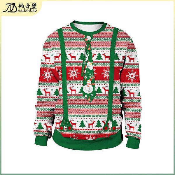 2021 national style imitation suspender pants christmas digital printing pattern pullover round neck christmas couple sweater, Black
2021 national style imitation suspender pants christmas digital printing pattern pullover round neck christmas couple sweater, Black