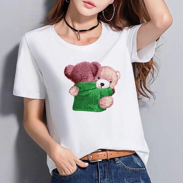 women's t-shirt 2021 multicolor ladies cute bear print t-shirts beautiful girls summer outerwear casual shirts, White
women's t-shirt 2021 multicolor ladies cute bear print t-shirts beautiful girls summer outerwear casual shirts, White